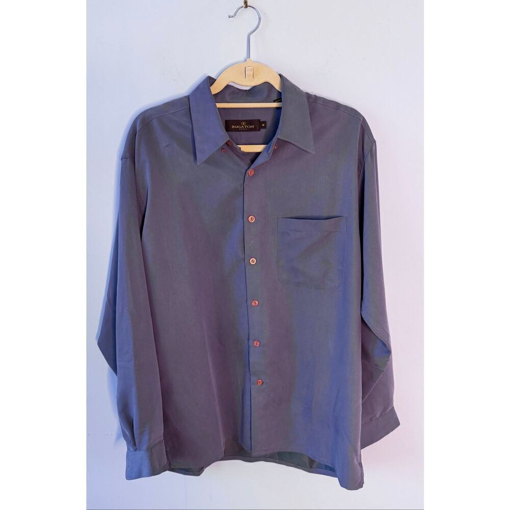 Bugatchi Uomo Men’s Long Sleeve Microfibre Casual Shirt Size Medium Slate Blue